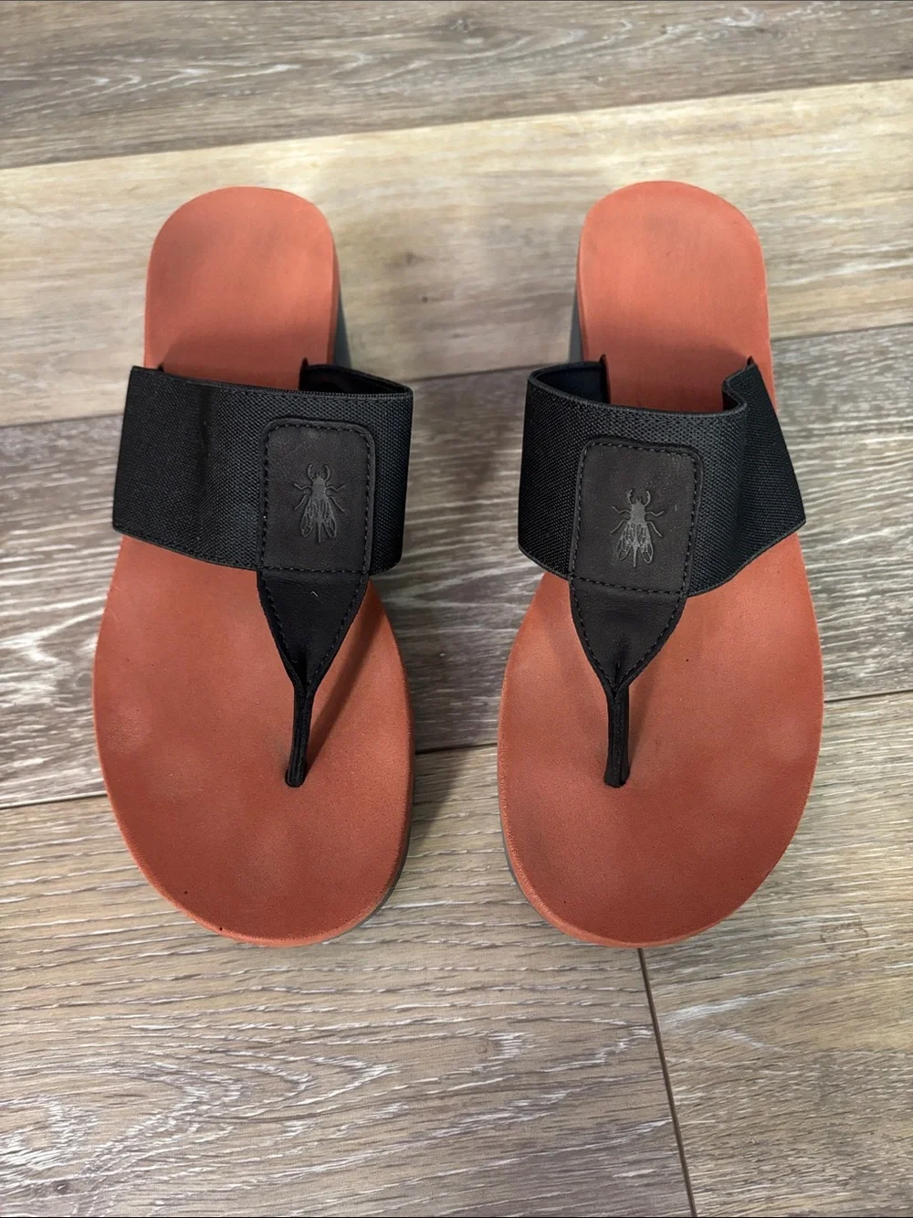 Fly London Black Yomu Wedge Flip Flop